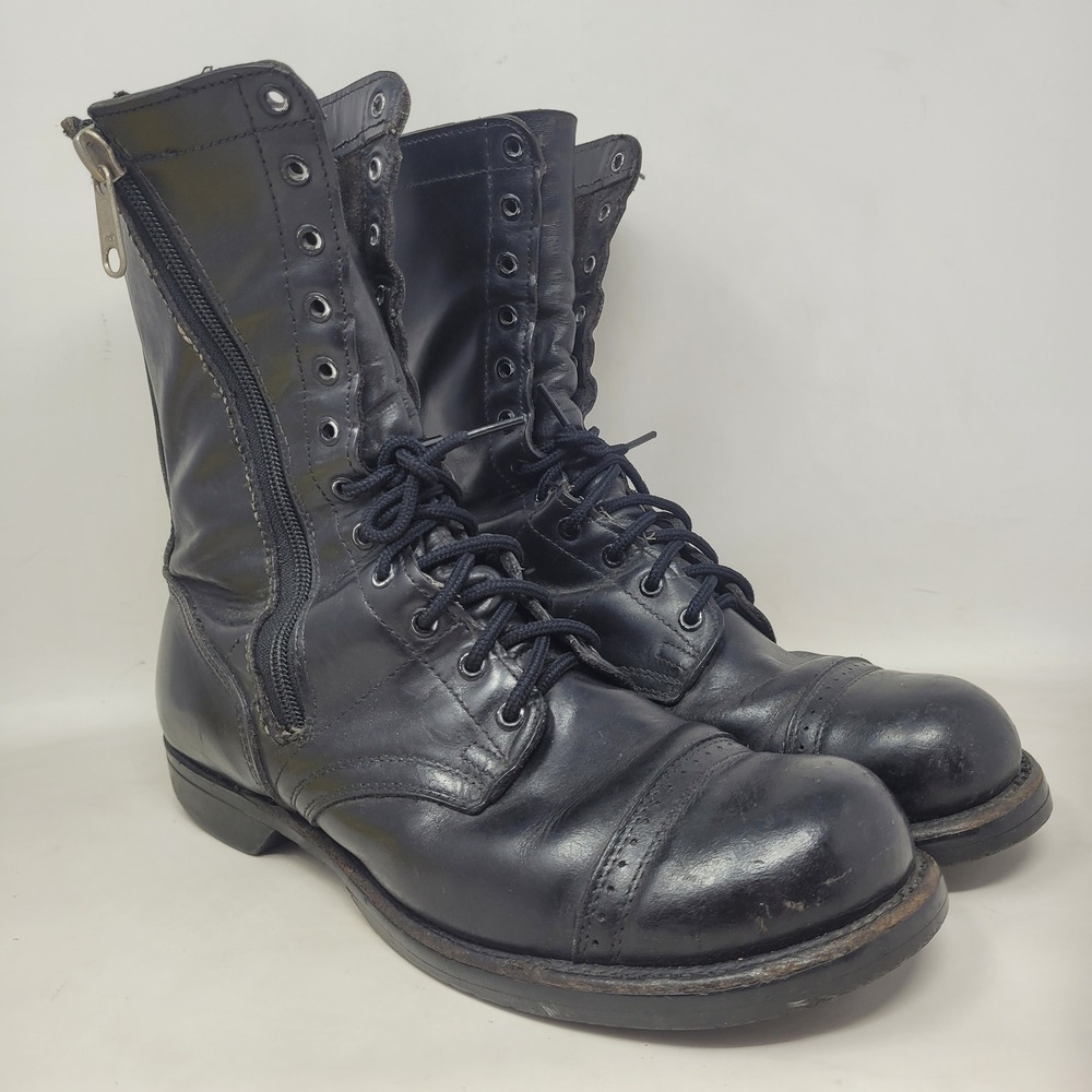 VTG Corcoran Jump Boots 10.5 Black Leather Cap Toe Military Paratrooper Combat